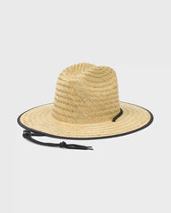 Tides Print Straw Lifeguard Hat - Jet Black