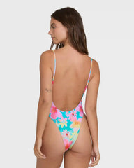 Pipe Dreams Deep V One-Piece Swimsuit - Bright Marine