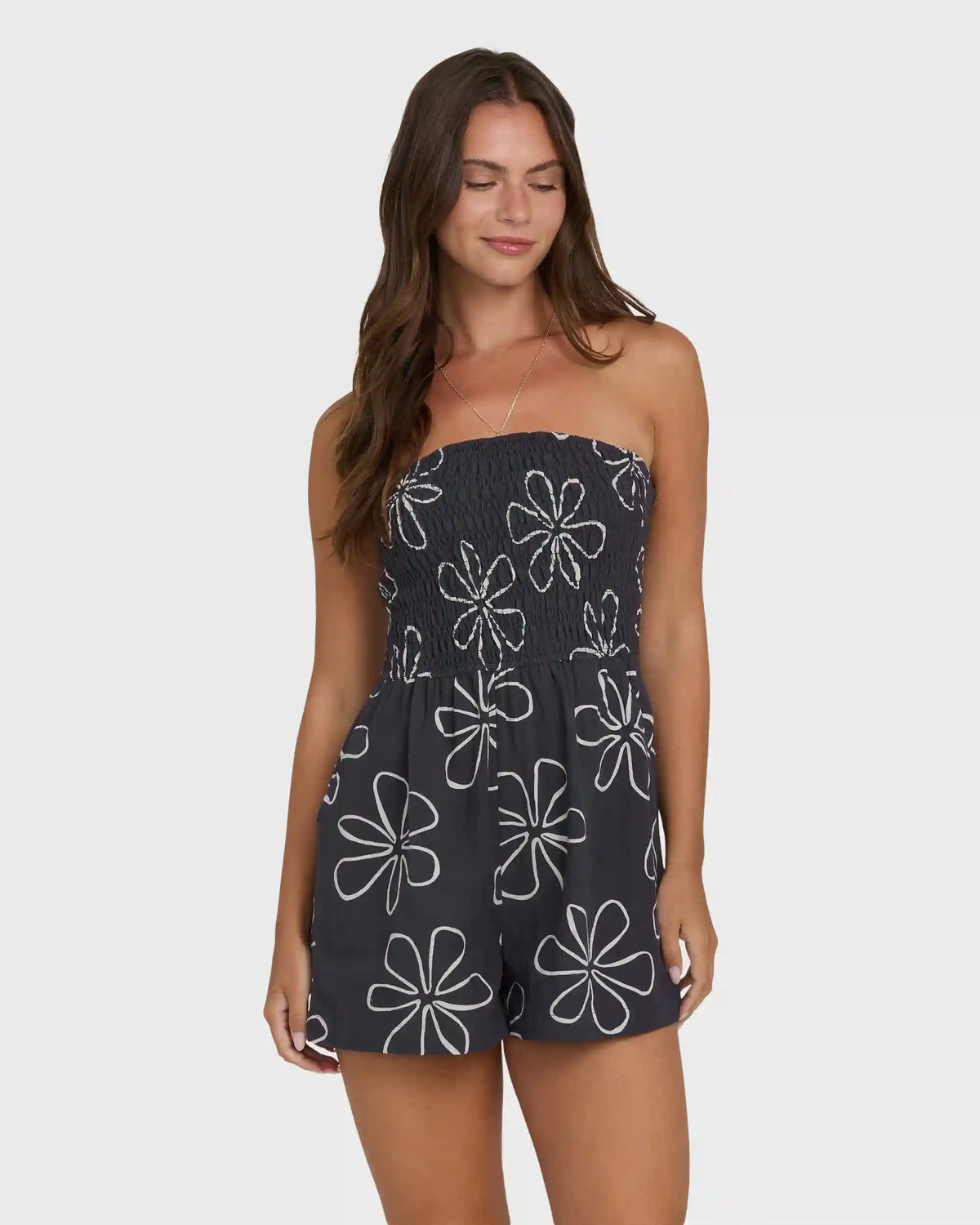 Vacay All Day Printed Romper - Black Sands