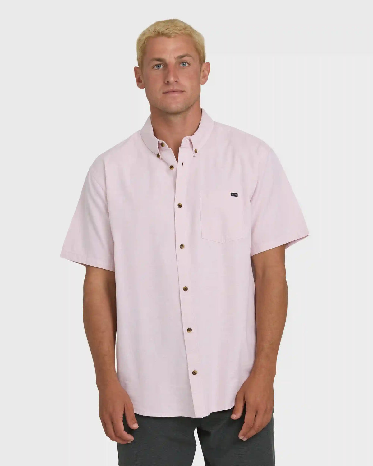 All Day Short Sleeve Woven Shirt - Ash Rose
