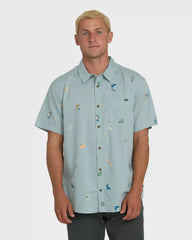 Sundays Mini Short Sleeve Woven Shirt - Blue Fog