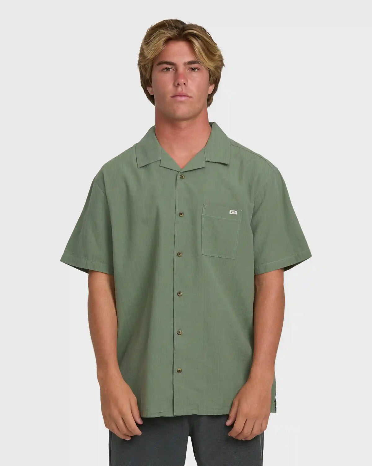 Victoria Vacay Short Sleeve Woven Shirt - Granite Green