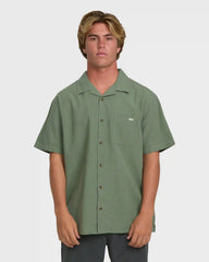 Victoria Vacay Short Sleeve Woven Shirt - Granite Green