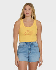 Sun Palm Seashell Tank Top - Soft Yellow