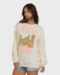 Coastal Paradise Crewneck Sweatshirt - White Cap