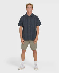 Garage Sandon Jacquard Short Sleeve Woven Shirt - True Navy