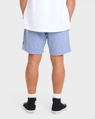 San O Layback Linen Shorts - Blue Heather
