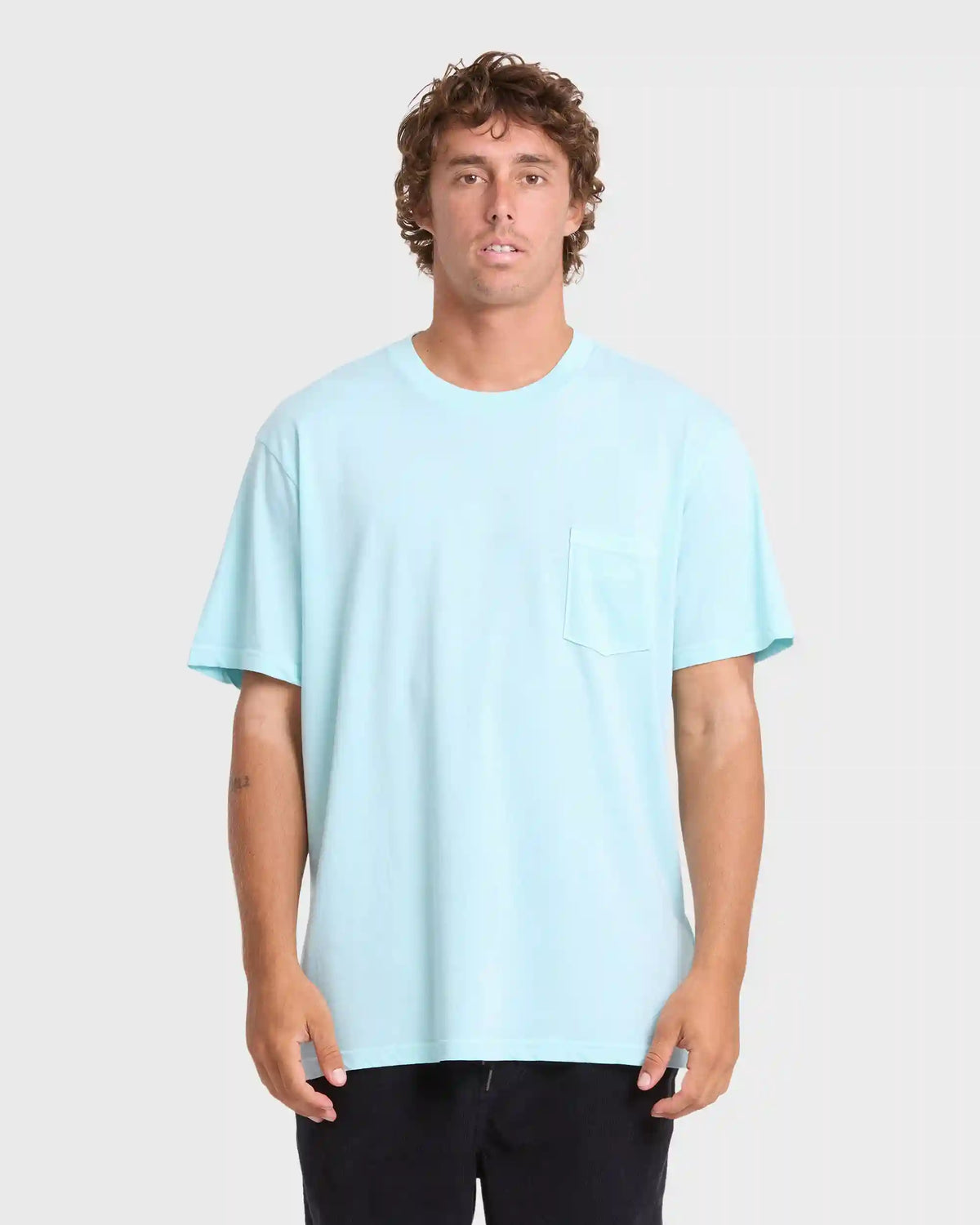 Essential Wave Washed Premium Short Sleeve Pocket Tee - Coastal Blue