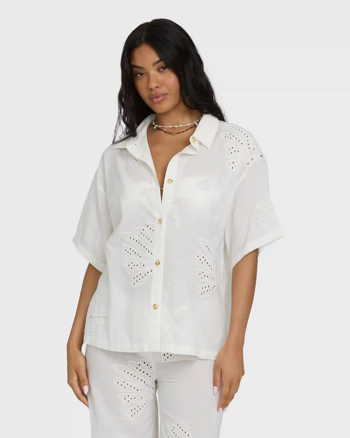 Beach Livin Woven Shirt - Salt Crystal