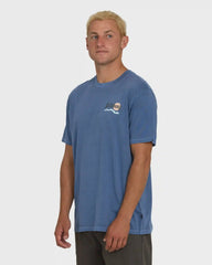 Loner Wave Washed Premium Short Sleeve Knit T-Shirt - Blue Horizon