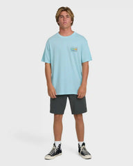 Runner Wave Washed Premium Short Sleeve Cotton T-Shirt - Coastal Blue