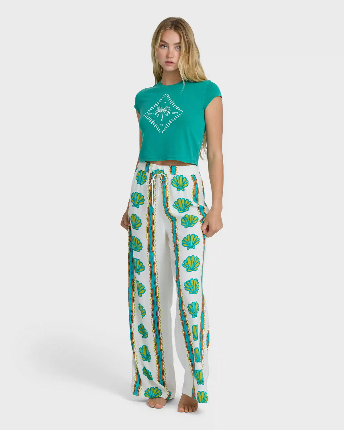 Coastal Crush Elastic Waist Pants - Salt Crystal