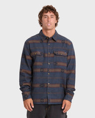 Offshore Jacquard Long Sleeve Flannel Shirt - True Navy
