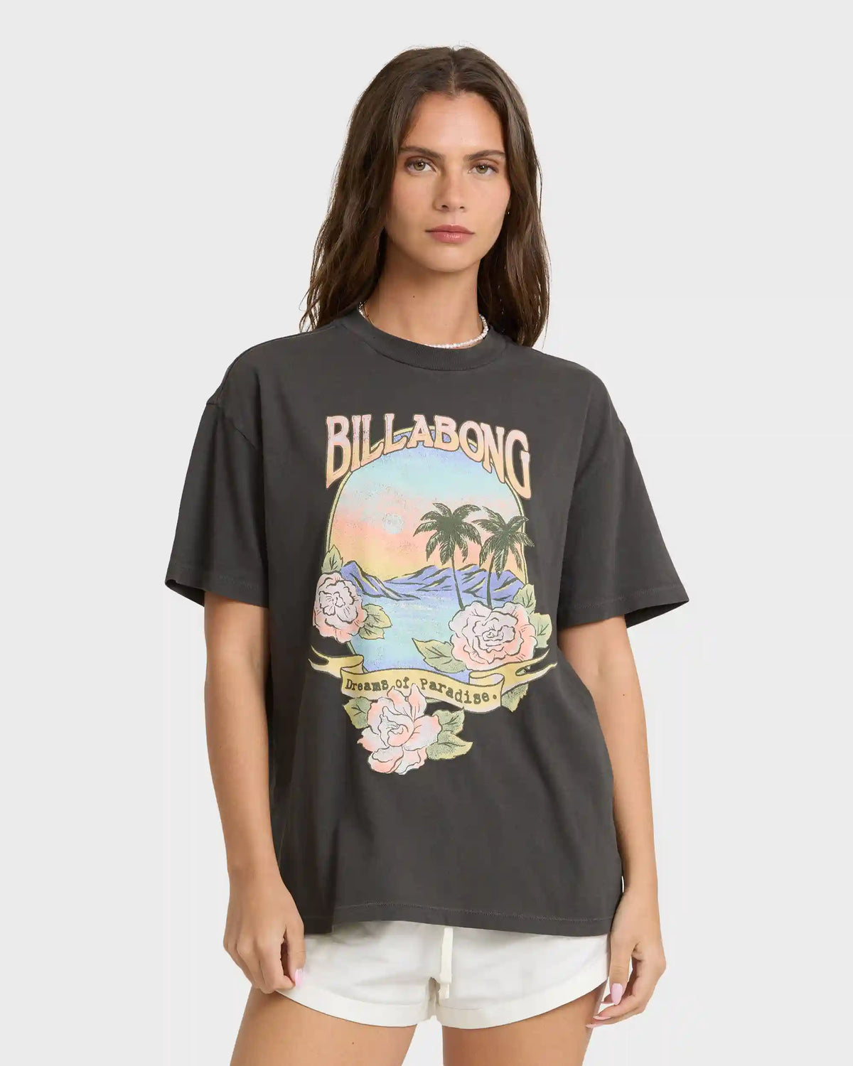 Dreamy Memories Short Sleeve Cotton T-Shirt - Off Black