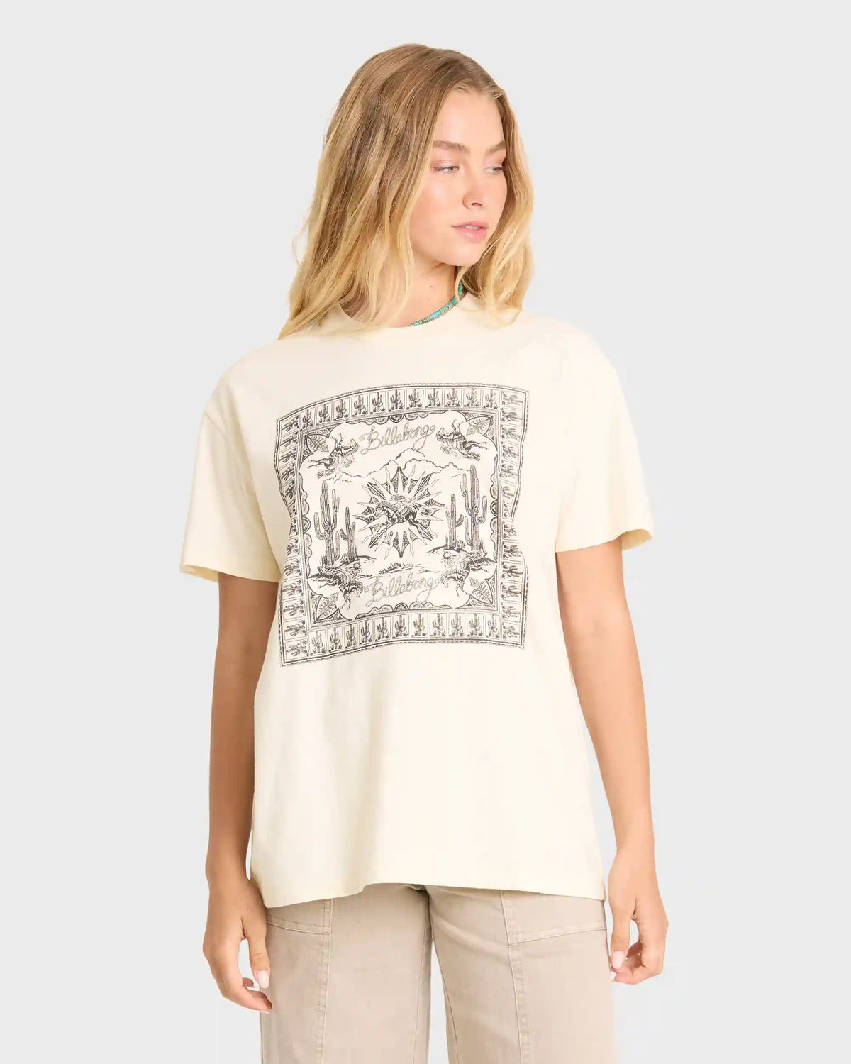 Heading West Short Sleeve Knit T-Shirt - White Cap