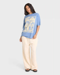 Across Skies Short Sleeve Cotton T-Shirt - Blue Horizon