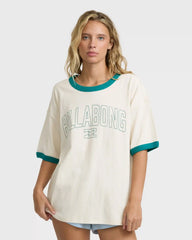 Go West Ringer Short Sleeve Knit T-Shirt - White Cap
