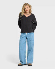 Dallas V-Neck Sweater - Black Sands