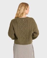 August V-Neck Cardigan Sweater - Canteen
