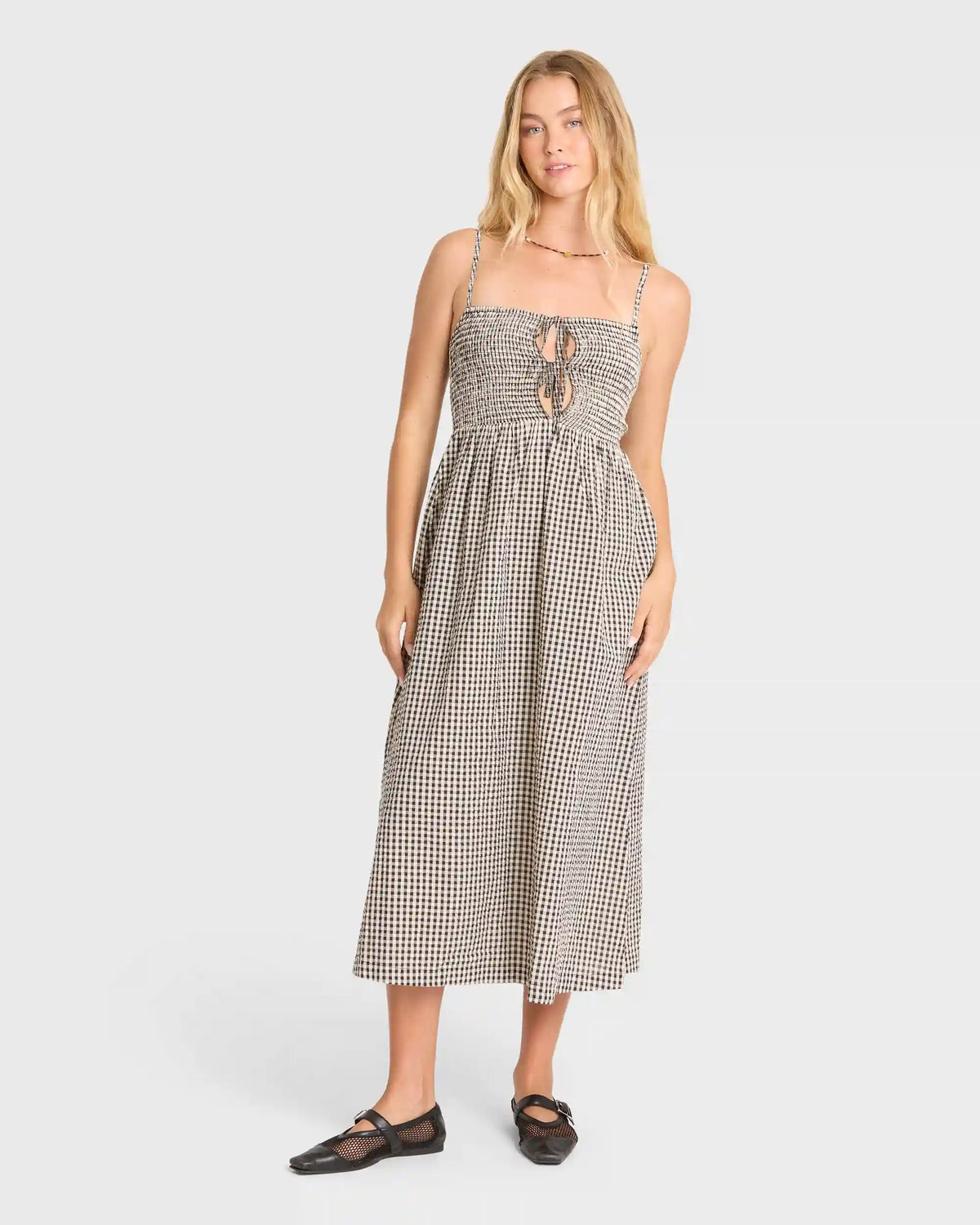 Beach Check Midi Dress - White/Black