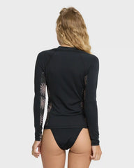 Sol Searcher 50 UPF Long Sleeve Zip Front Rashguard - Black Pebble