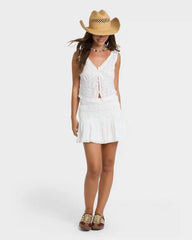 Eyelet Forever Tank Top - Salt Crystal