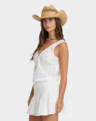 Eyelet Forever Tank Top - Salt Crystal