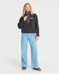 Horizon Sherpa Mock Neck Half Zip Sweatshirt - Black Sands