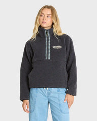 Horizon Sherpa Mock Neck Half Zip Sweatshirt - Black Sands