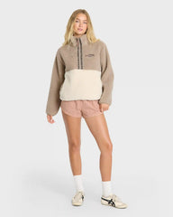 Horizon Sherpa Mock Neck Half Zip Sweatshirt - Cobblestone
