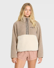 Horizon Sherpa Mock Neck Half Zip Sweatshirt - Cobblestone