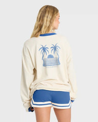 Le Love Surf Ringer Long Sleeve Cotton T-Shirt - White Cap