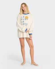 Le Love Surf Ringer Long Sleeve Cotton T-Shirt - White Cap