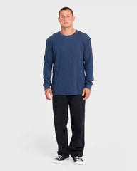 Essential Thermal Long Sleeve Knit Tee - Dark Denim