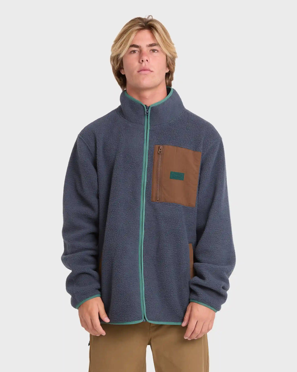 Alpine Mock Neck Full-Zip Fleece - Blue Graphite