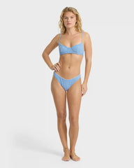 Mini Wave Check Maui Bikini Bottoms - True Blue