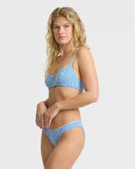 Mini Wave Check Maui Bikini Bottoms - True Blue