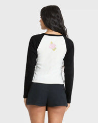 Paradise Dream Cotton Long Sleeve Raglan T-Shirt - Black Sands