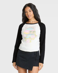 Paradise Dream Cotton Long Sleeve Raglan T-Shirt - Black Sands