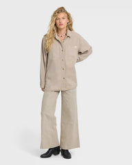 Washed Ashore 2 Long Sleeve Woven Overshirt - Cobblestone