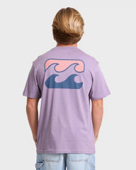 Crayon Wave Premium Short Sleeve Knit T-Shirt - Purple Ash