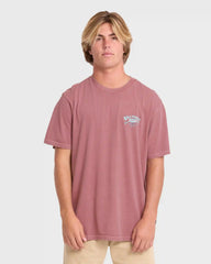Heritage Arch Wave Washed Premium Short Sleeve Cotton T-Shirt - Red Dahlia
