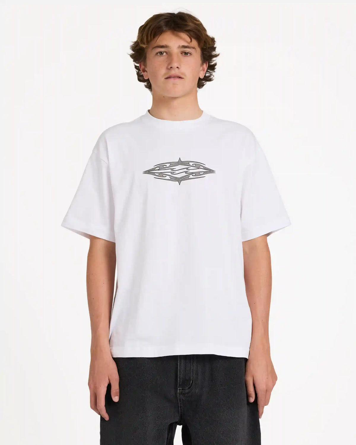 Tribal Diamonds Short Sleeve Knit T-Shirt - White